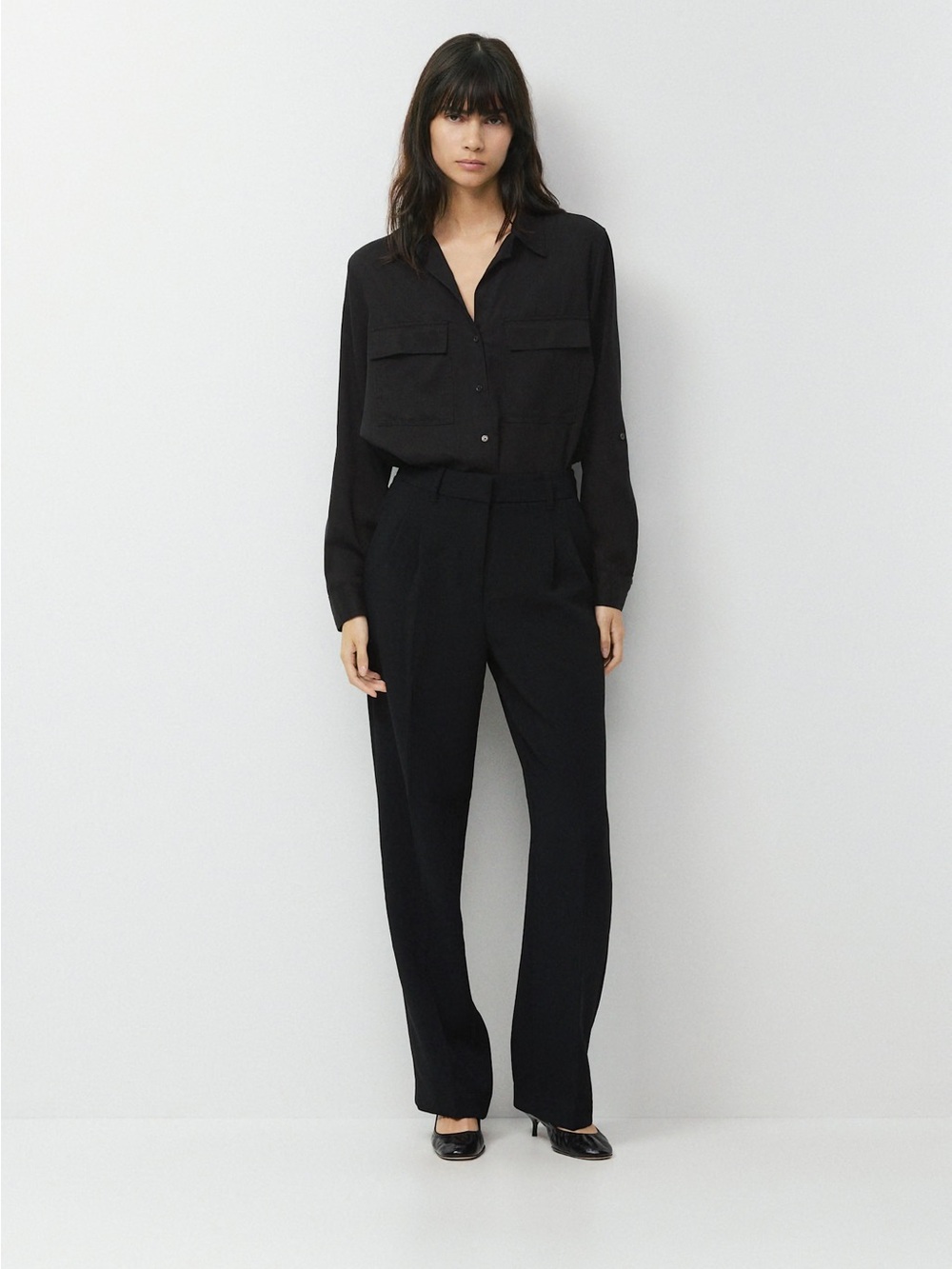 Aritzia The Effortless Pant Crepette Black 4 Wide Leg Office Slacks